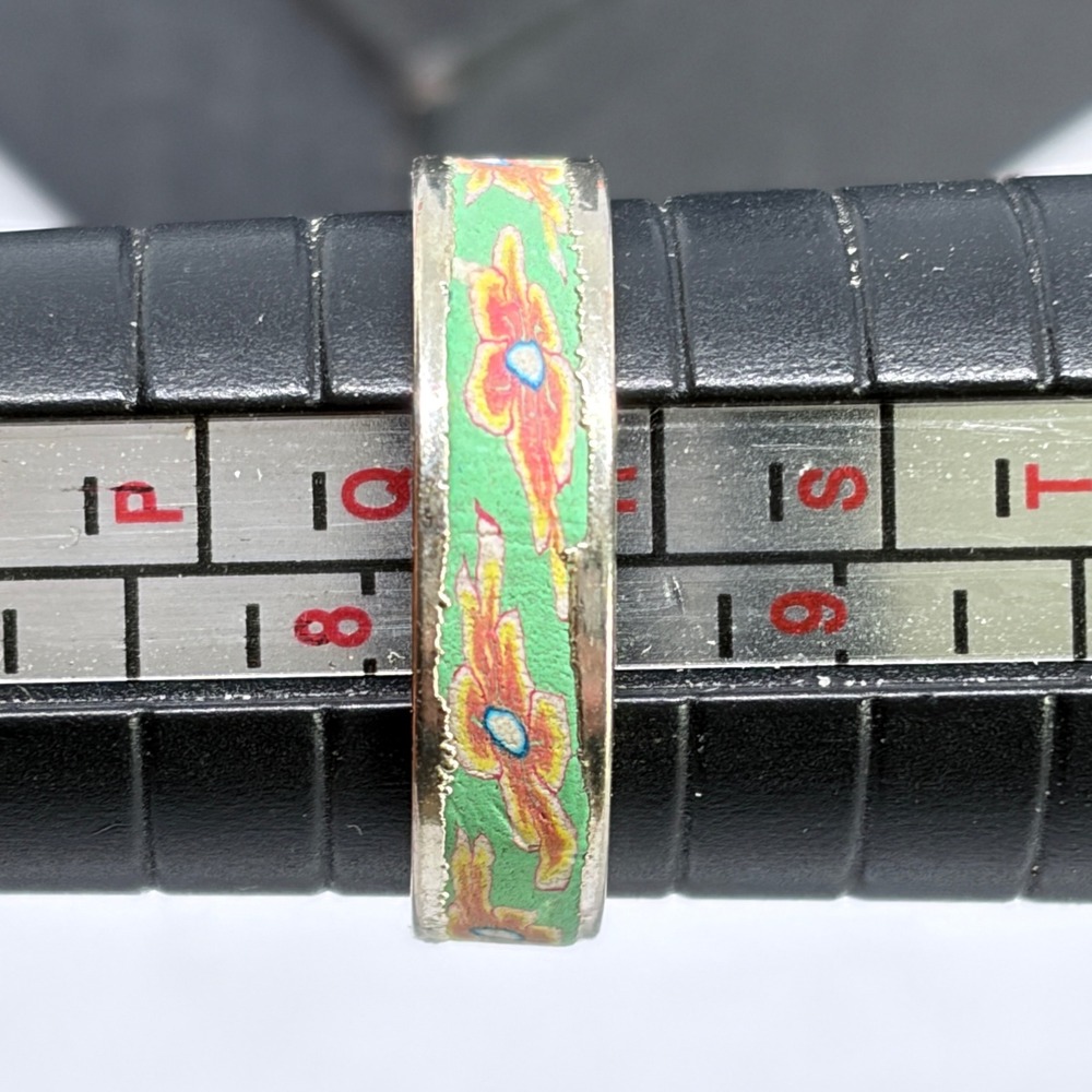 Rings Lot 3 Vintage Enamel Floral Gold‎ Tone CZ Stackable Baguette Channel Set - Picture 4 of 8